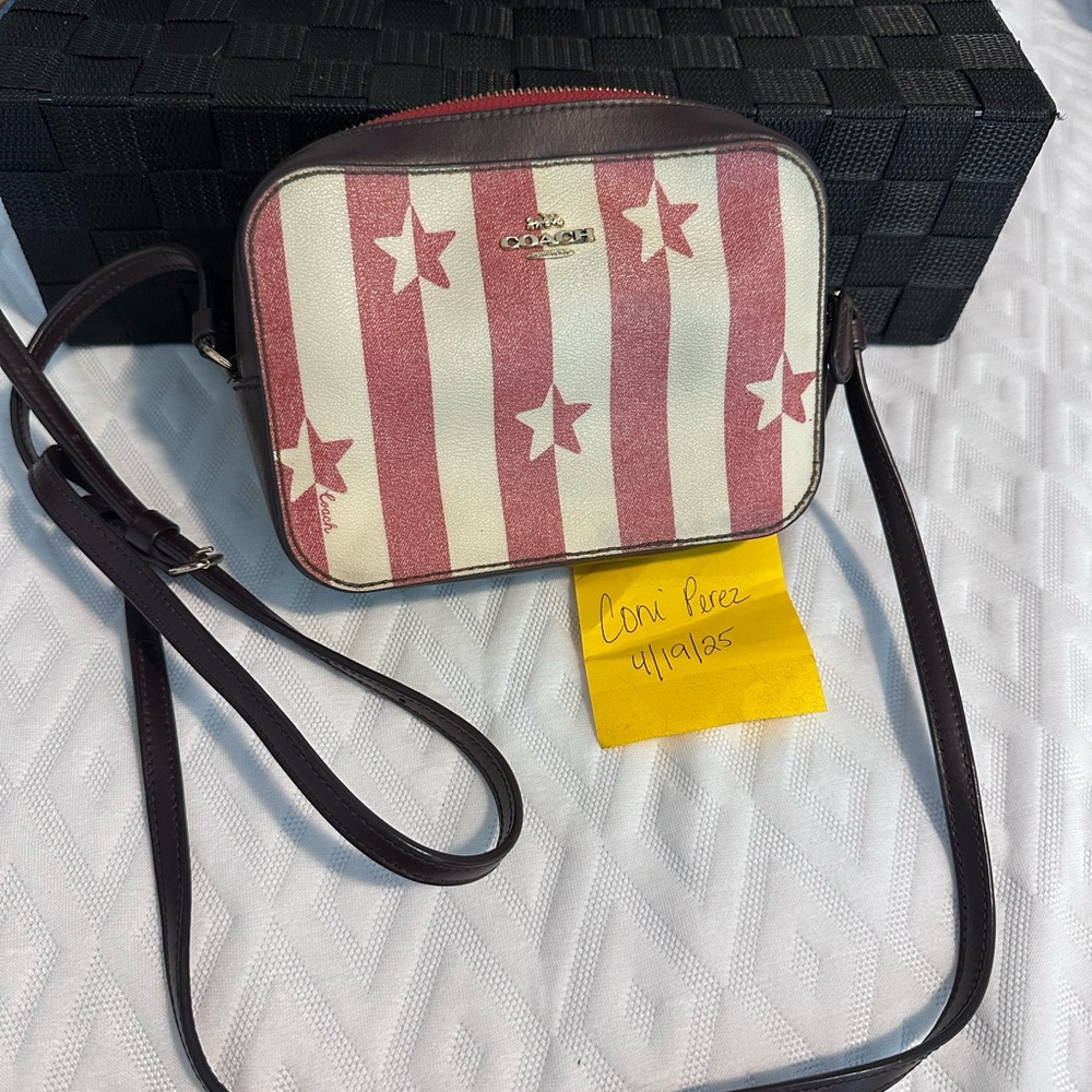 Coach Red and White Star Stripe Crossbody Bag